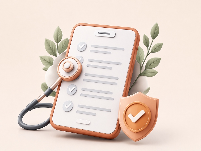 Checklist symptoms being reviewed with a stethoscope